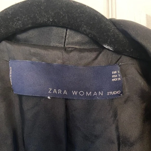 A831 ZARA STUDIO BLACK VELVET GOLD BUTTONS TUXEDO SILK JACKET COAT BLAZER - S - Picture 2 of 4